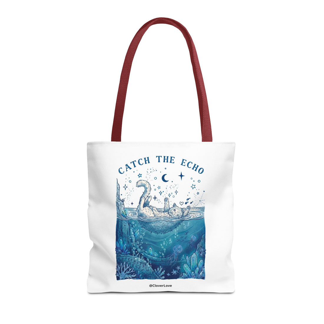 Cat Ocean Adventure Tote Bag | Vintage Underwater Graphic Canvas Bag