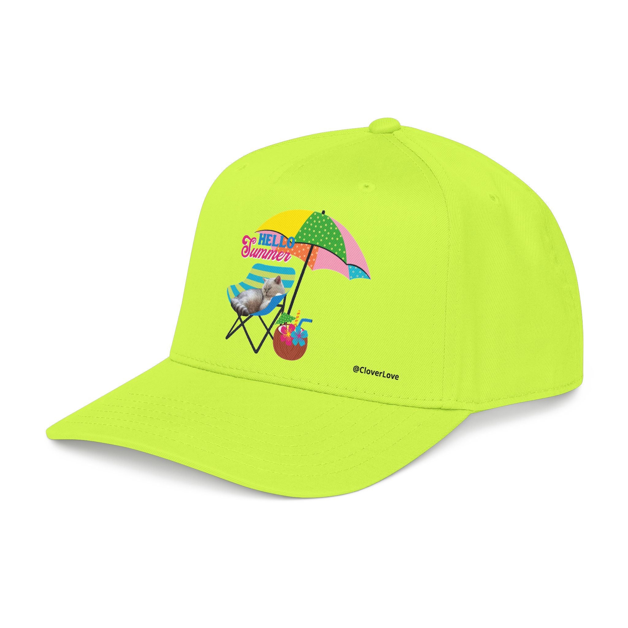 Hello Summer Cat Hat | Cute Beach Cat Baseball Cap For Cat Lovers