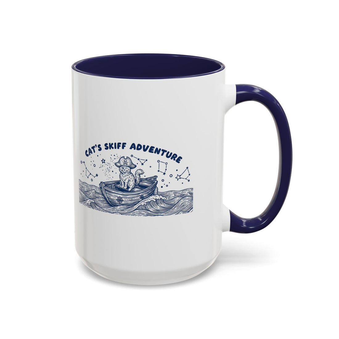 Cat's Skiff Adventure Ocean Mug - Cute Nautical Cat Lover Coffee Cup