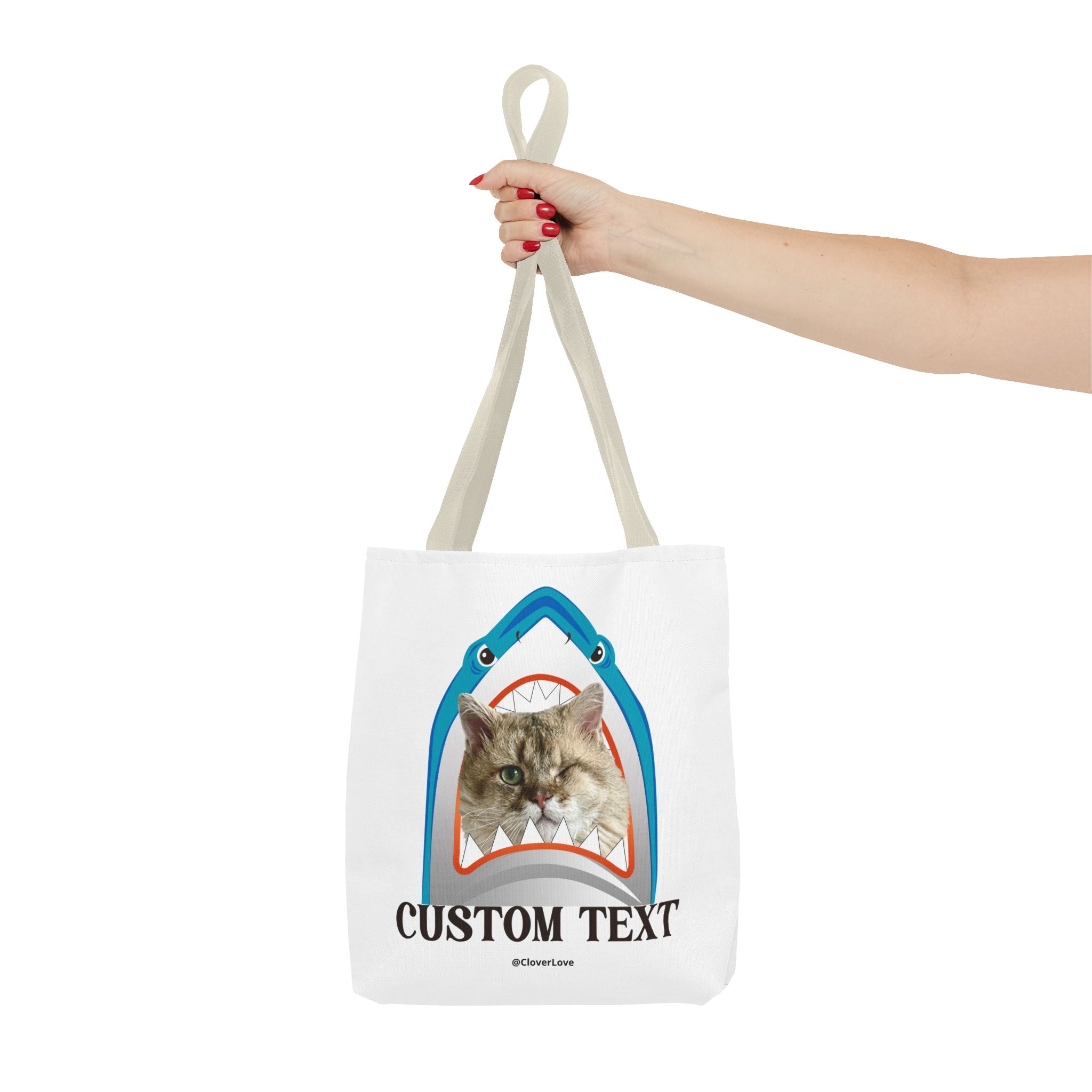 Funny Cat Tote Bag | Custom Pet Photo Shark Summer Bag