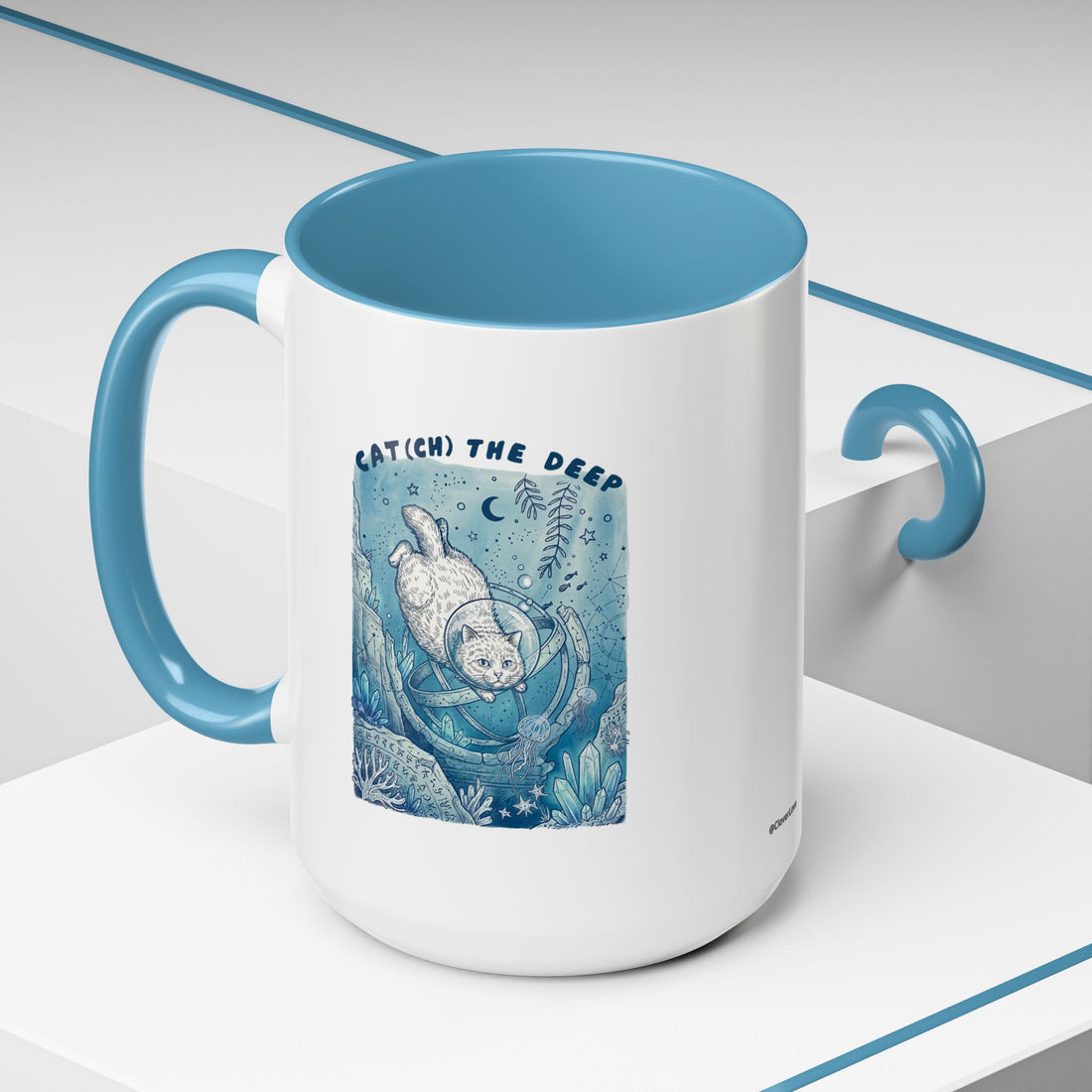 Cat's Deep Ocean Adventure Mug - Underwater Cat Lover Coffee Cup