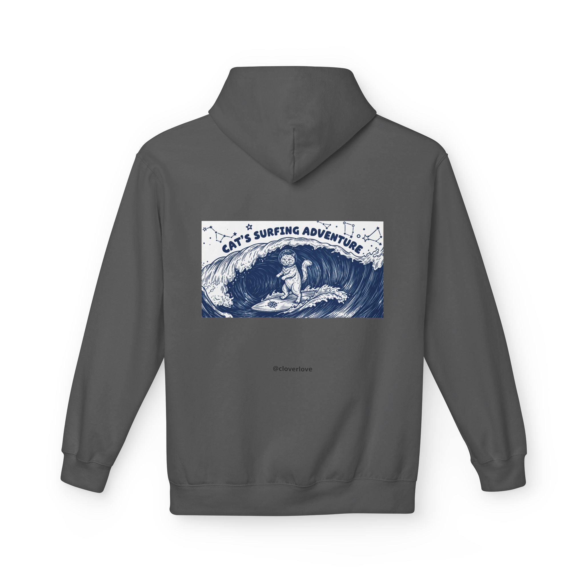 Katzen-Surf-Abenteuer Hoodie | Vintage Meeres-Grafik Sweatshirt