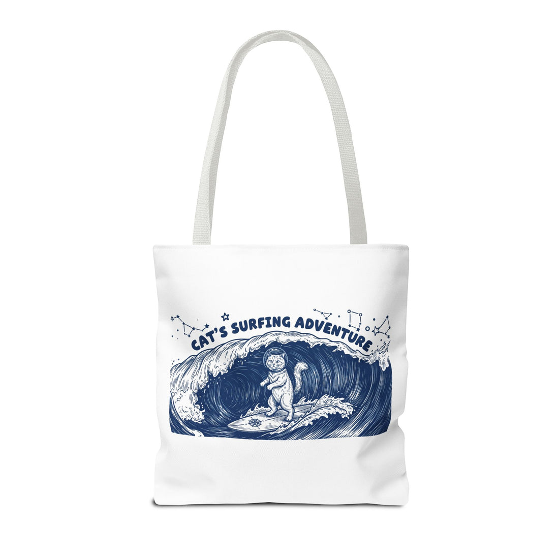 Cat's Surfing Adventure Tote Bag | Vintage Ocean Graphic Canvas Bag