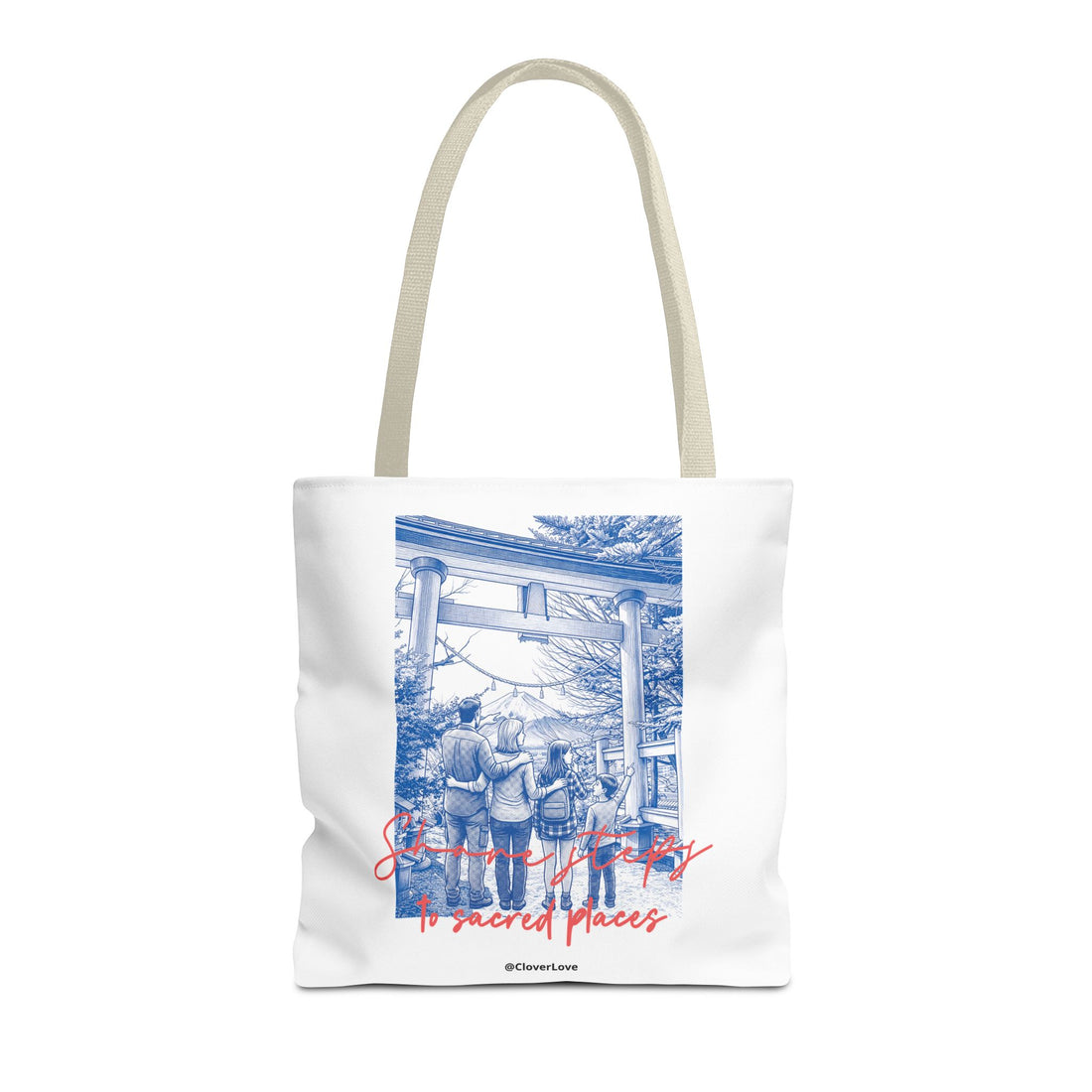 Japan Travel Tote Bag | Vintage Torii Gate Fuji Mountain Canvas Bag