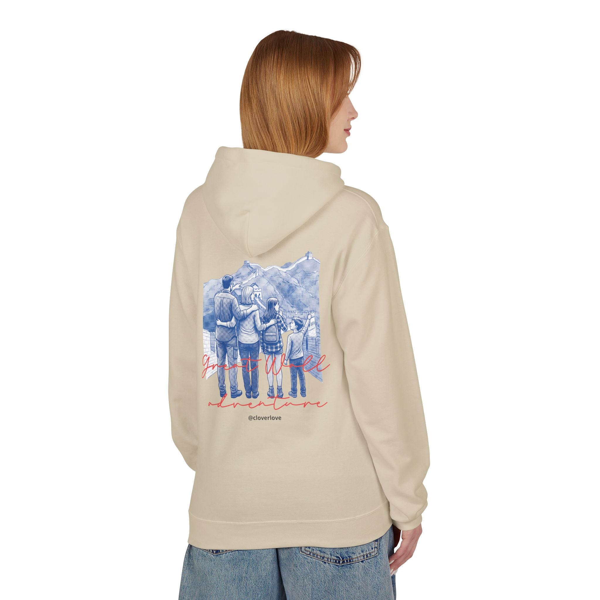 Große Mauer Familienabenteuer Hoodie – Vintage Reise Wahrzeichen Grafik Pullover Sweatshirt