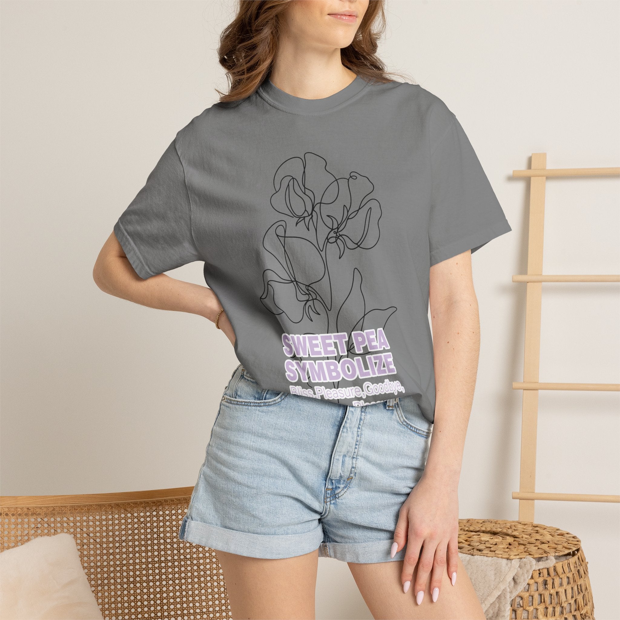 Sweet Pea Flower T-Shirt - Botanical Graphic Shirt for Flower Lovers