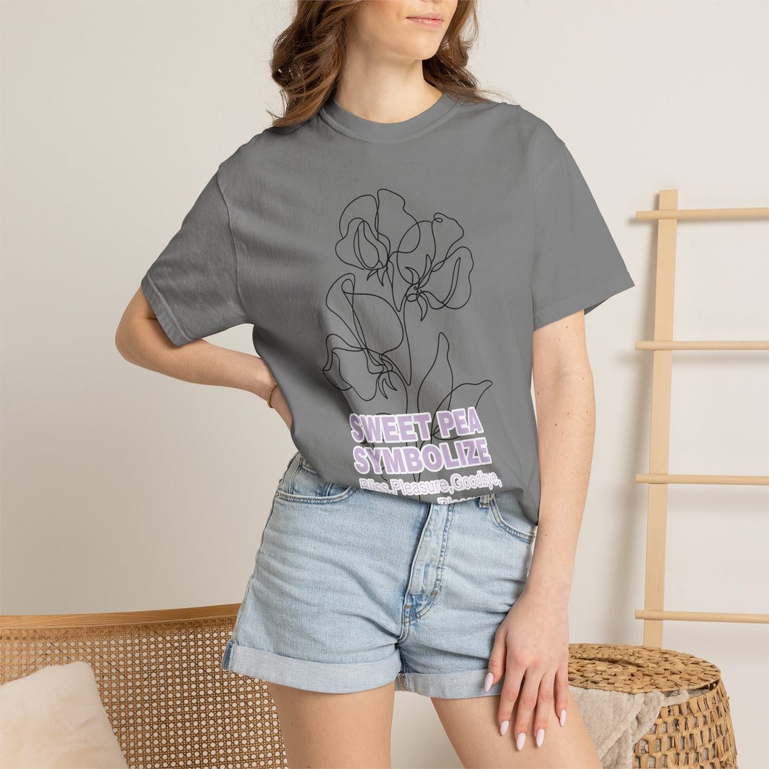 Sweet Pea Flower T-Shirt - Botanical Graphic Shirt for Flower Lovers