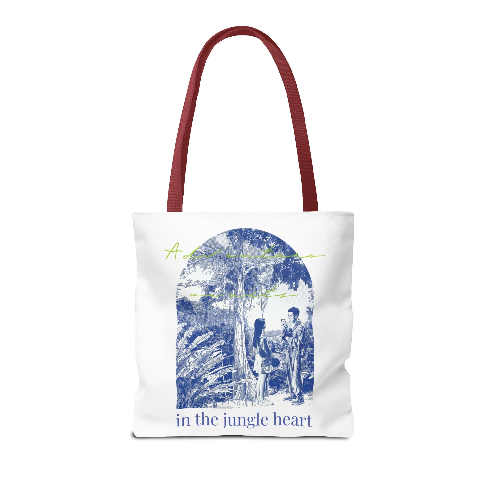 In The Jungle Heart Travel Tote Bag | Vintage Jungle Adventure Canvas Tote Bag