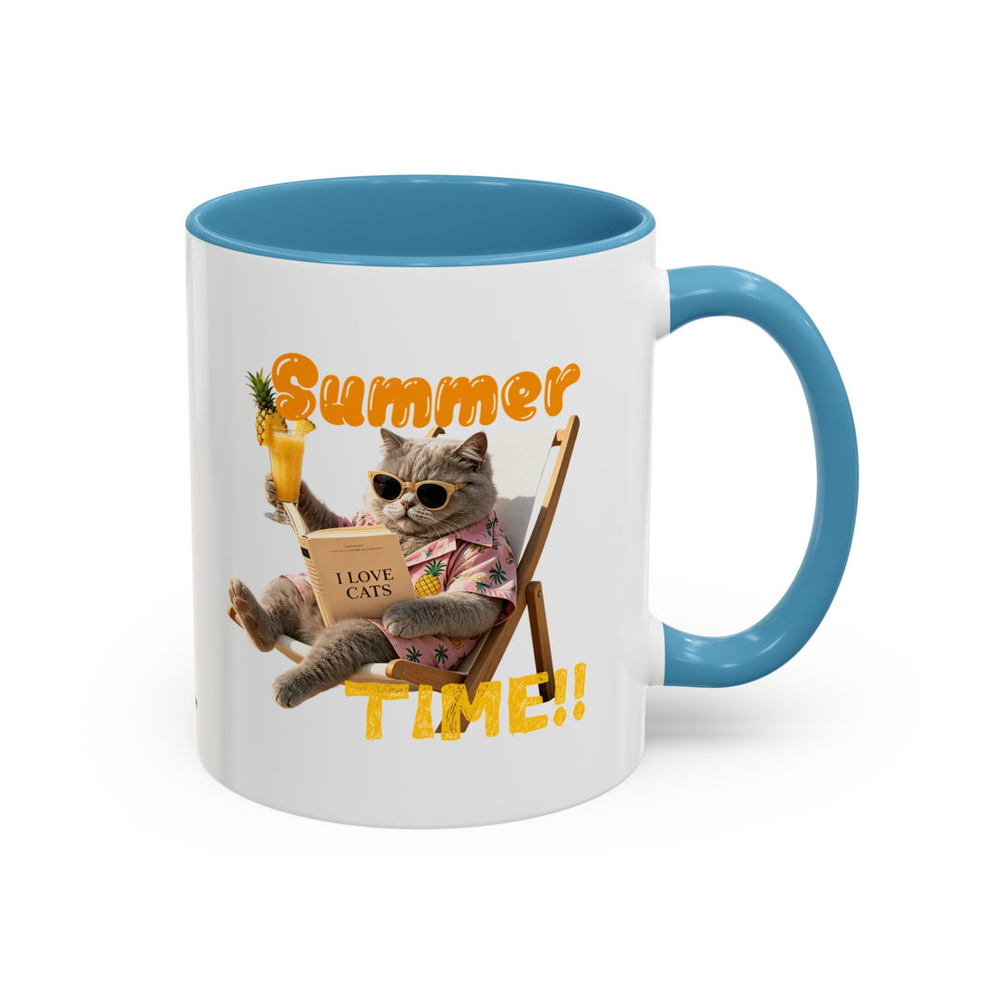 Lustige Katzen-Sommer-Tasse – Süße Strand-Kaffeetasse für Katzenliebhaber