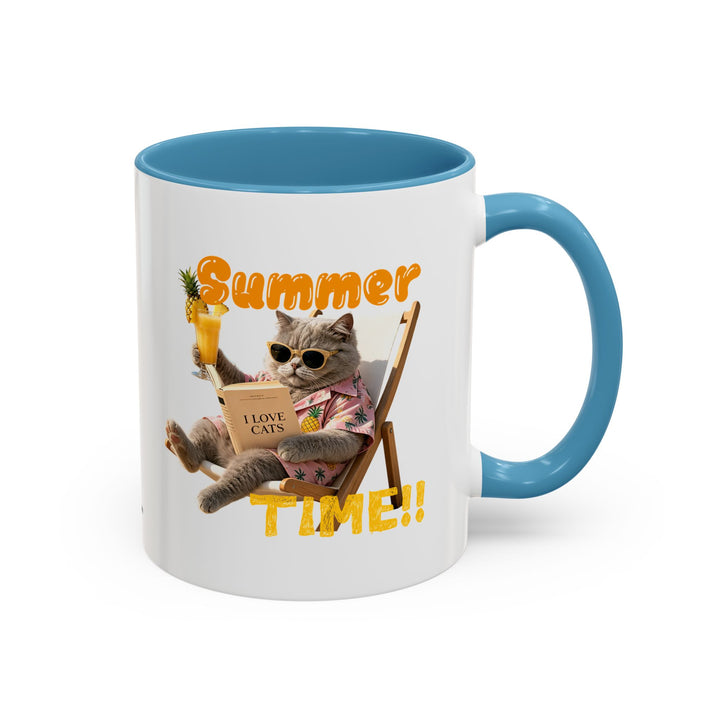 Funny Cat Summer Mug - Cute Beach Coffee Cup for Cat Lovers