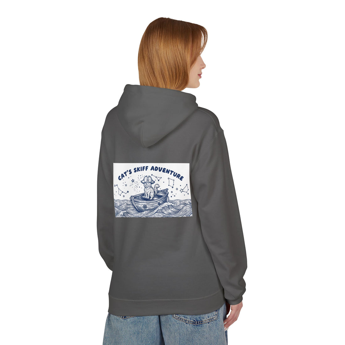 Cat's Skiff Adventure Hoodie | Vintage Ocean Nautical Graphic Sweatshirt