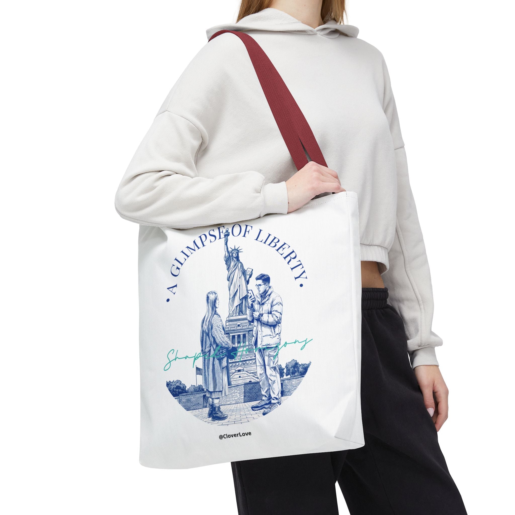 A Glimpse Of Liberty Travel Tote Bag | Statue of Liberty New York Canvas Tote Bag