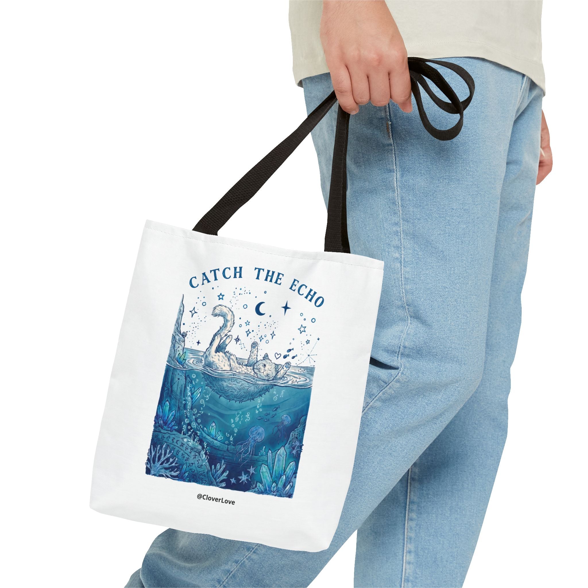 Cat Ocean Adventure Tote Bag | Vintage Underwater Graphic Canvas Bag