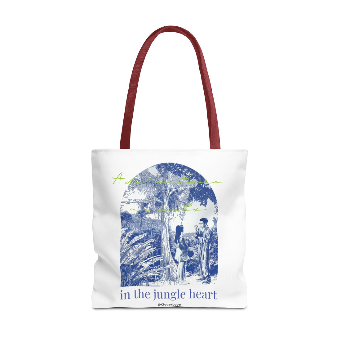 In The Jungle Heart Travel Tote Bag | Vintage Jungle Adventure Canvas Tote Bag