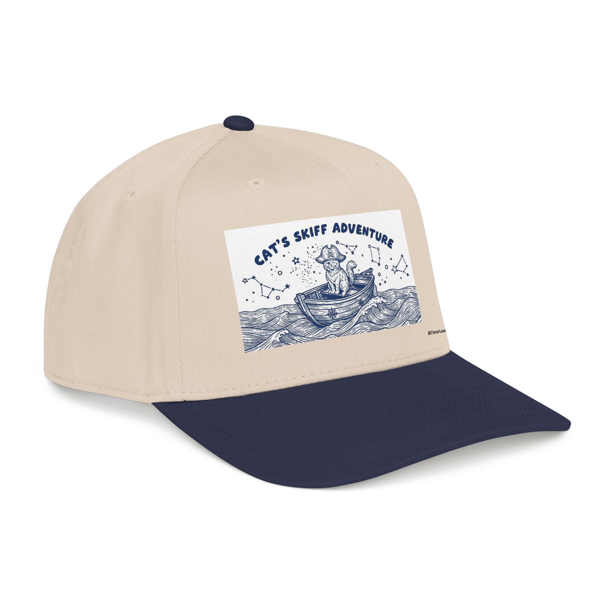 Cat Boat Hat - Ocean Adventure Baseball Cap, Nautical Cat Lover Gift, Coastal Travel Hat