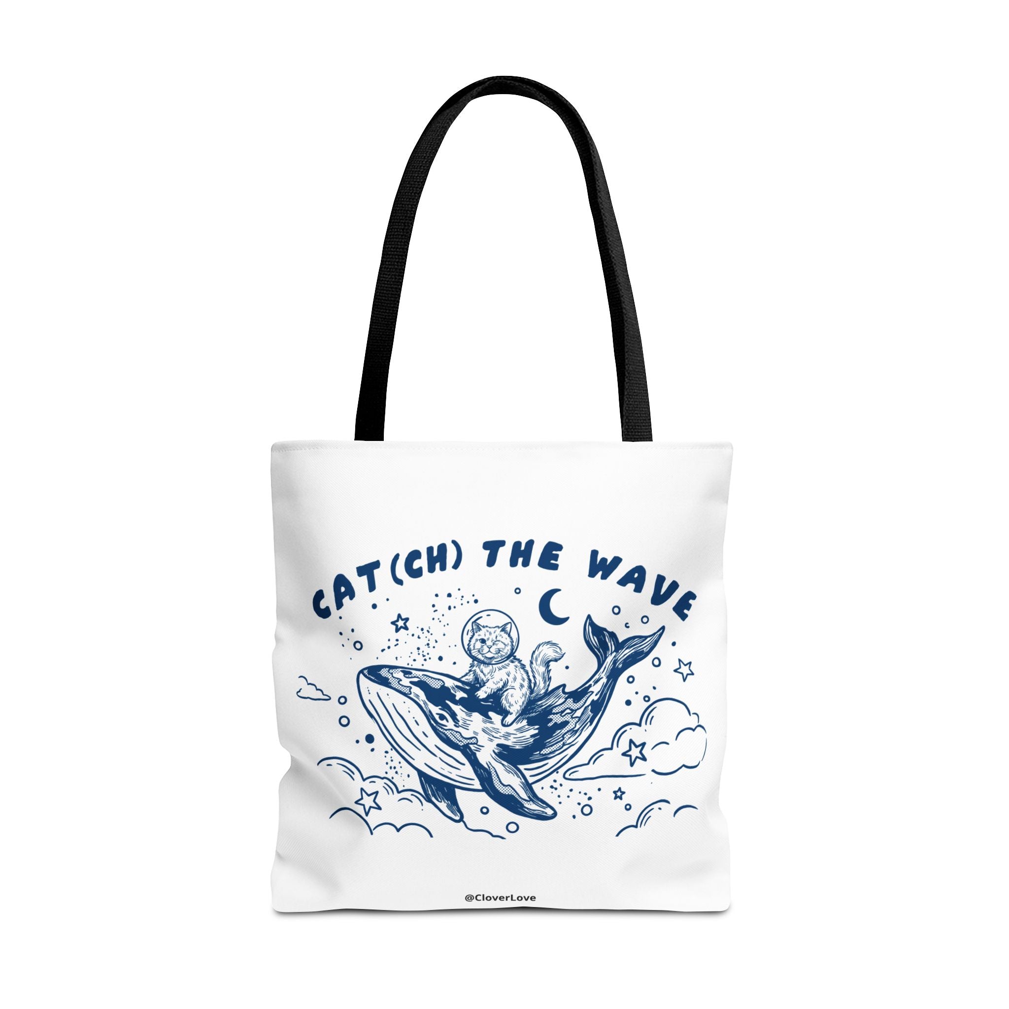 Cat Whale Adventure Tote Bag | Vintage Ocean Graphic Canvas Bag