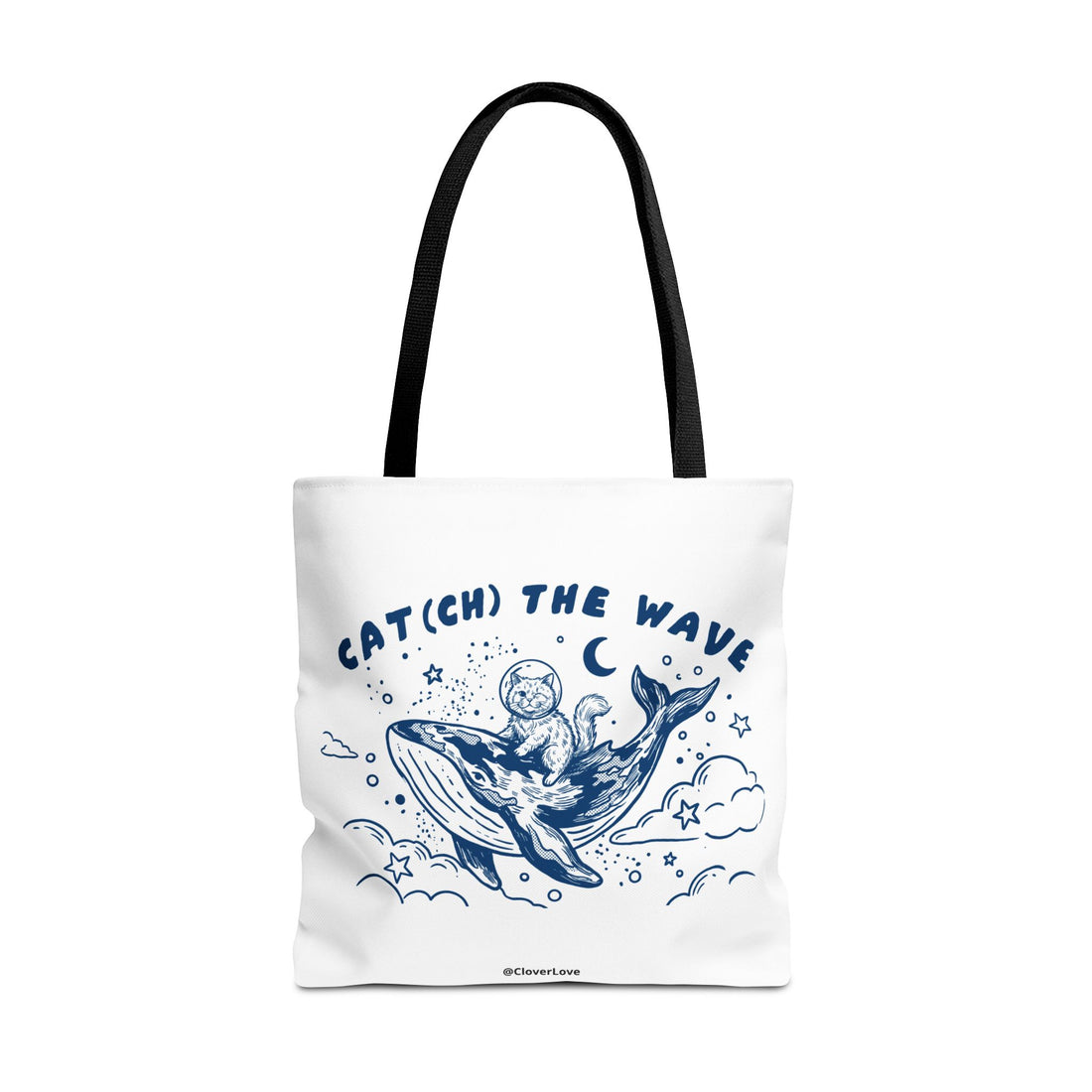 Cat Whale Adventure Tote Bag | Vintage Ocean Graphic Canvas Bag