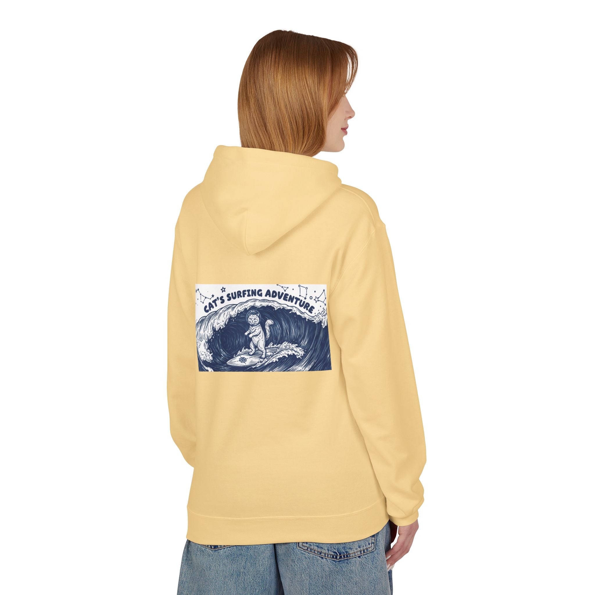 Cat's Surfing Adventure Hoodie | Vintage Ocean Graphic Sweatshirt