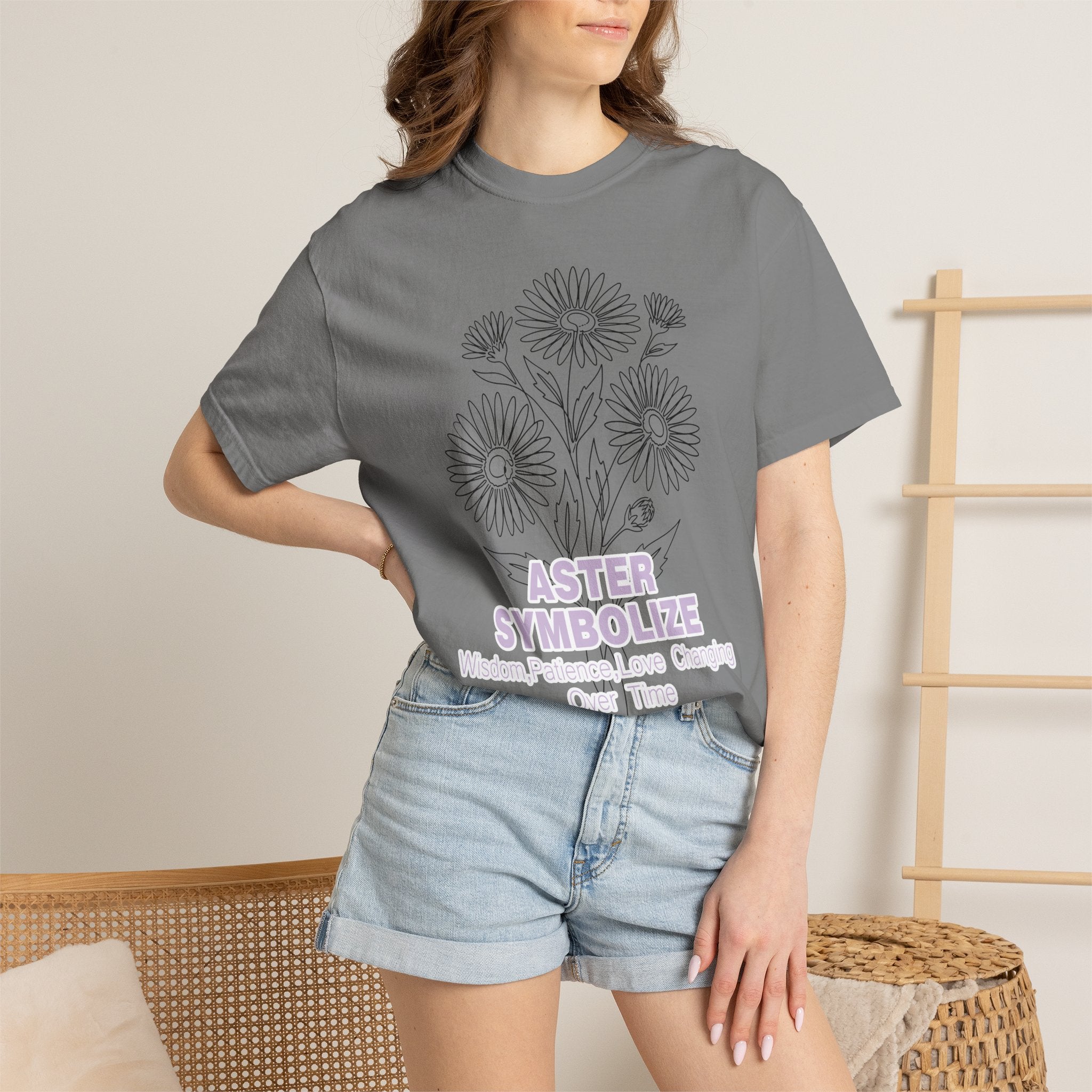 Aster Flower T-Shirt - Botanical Graphic Shirt for Flower Lovers