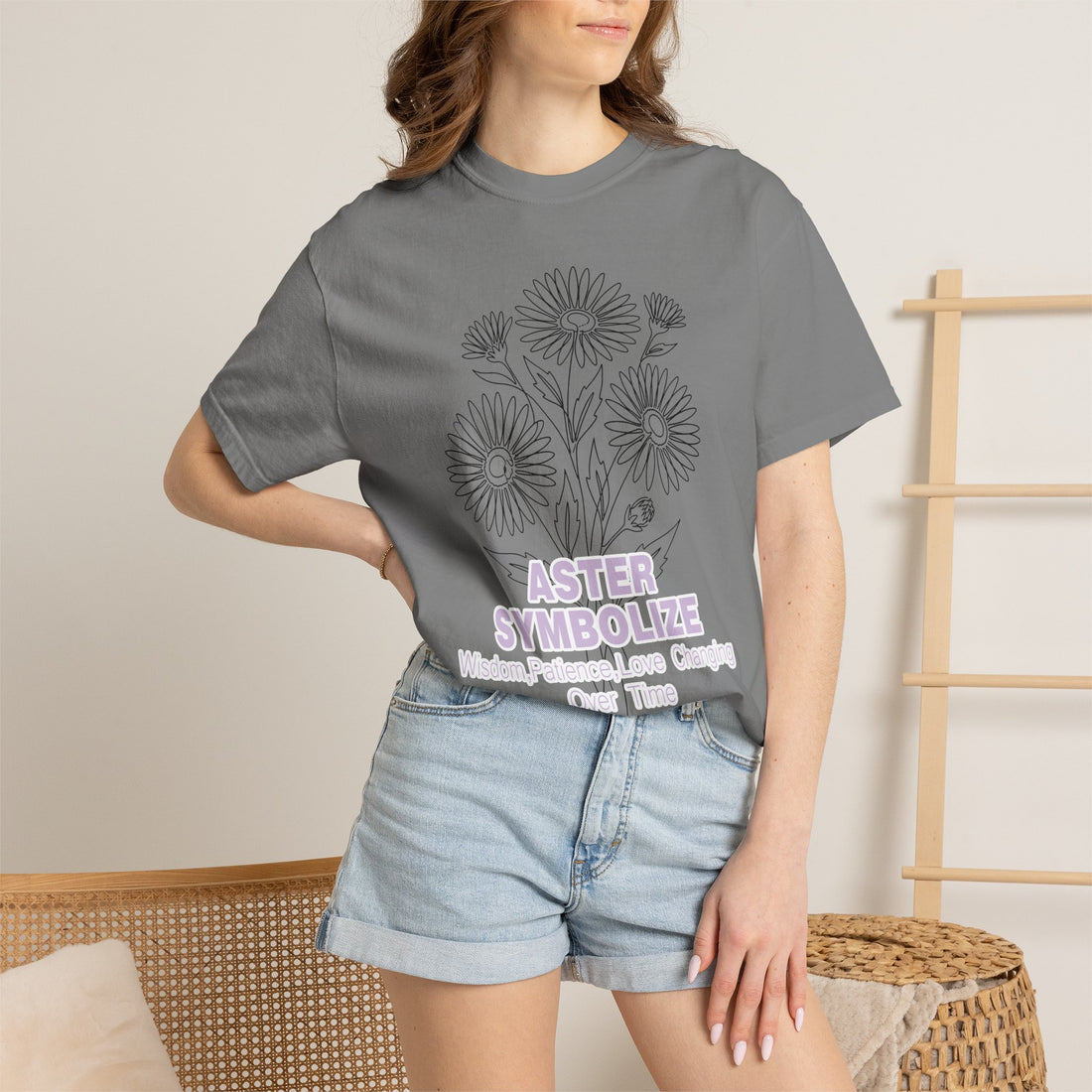 Aster Flower T-Shirt - Botanical Graphic Shirt for Flower Lovers