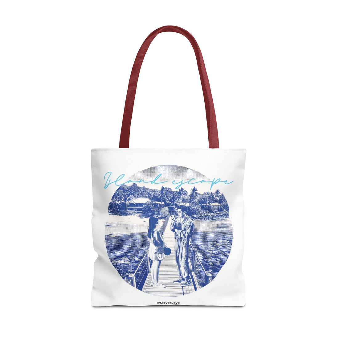 Island Escape Tote Bag | Vintage Beach Travel Canvas Bag