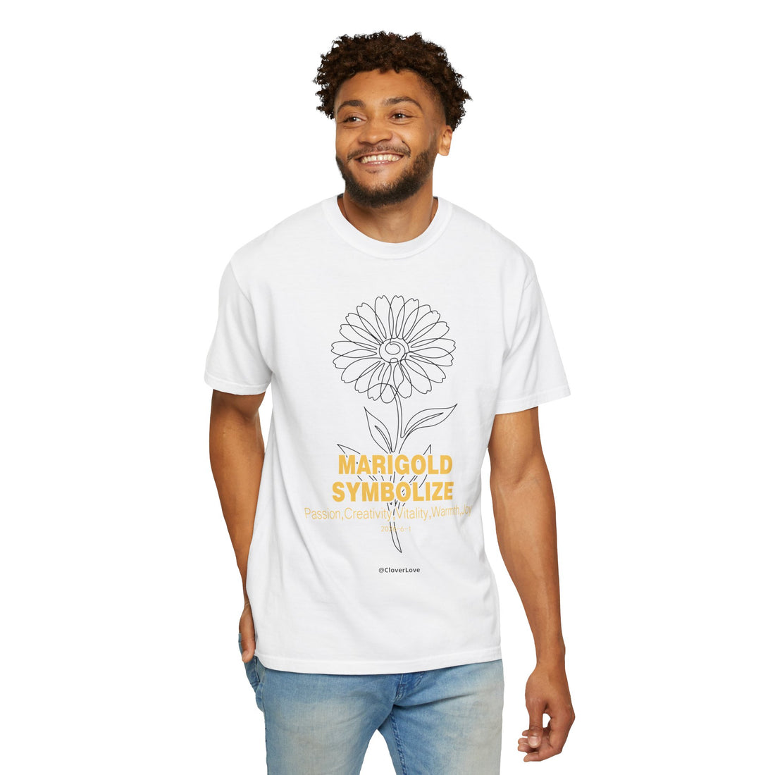 Marigold Flower T-Shirt - Botanical Graphic Shirt for Flower Lovers