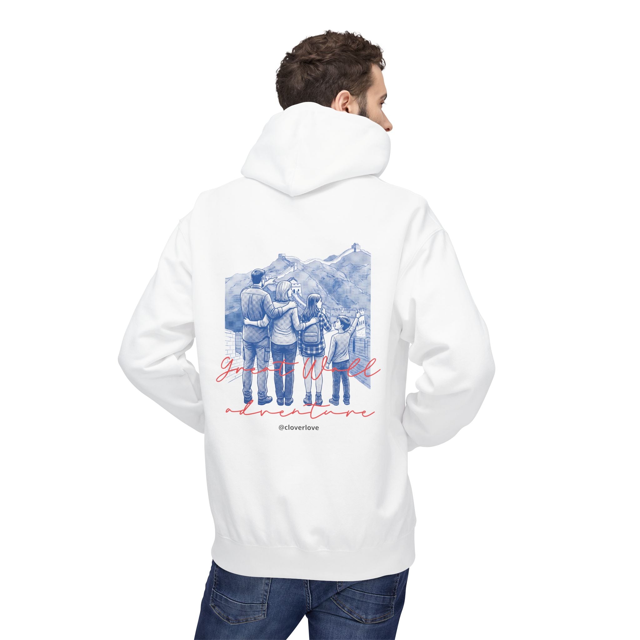 Große Mauer Familienabenteuer Hoodie – Vintage Reise Wahrzeichen Grafik Pullover Sweatshirt