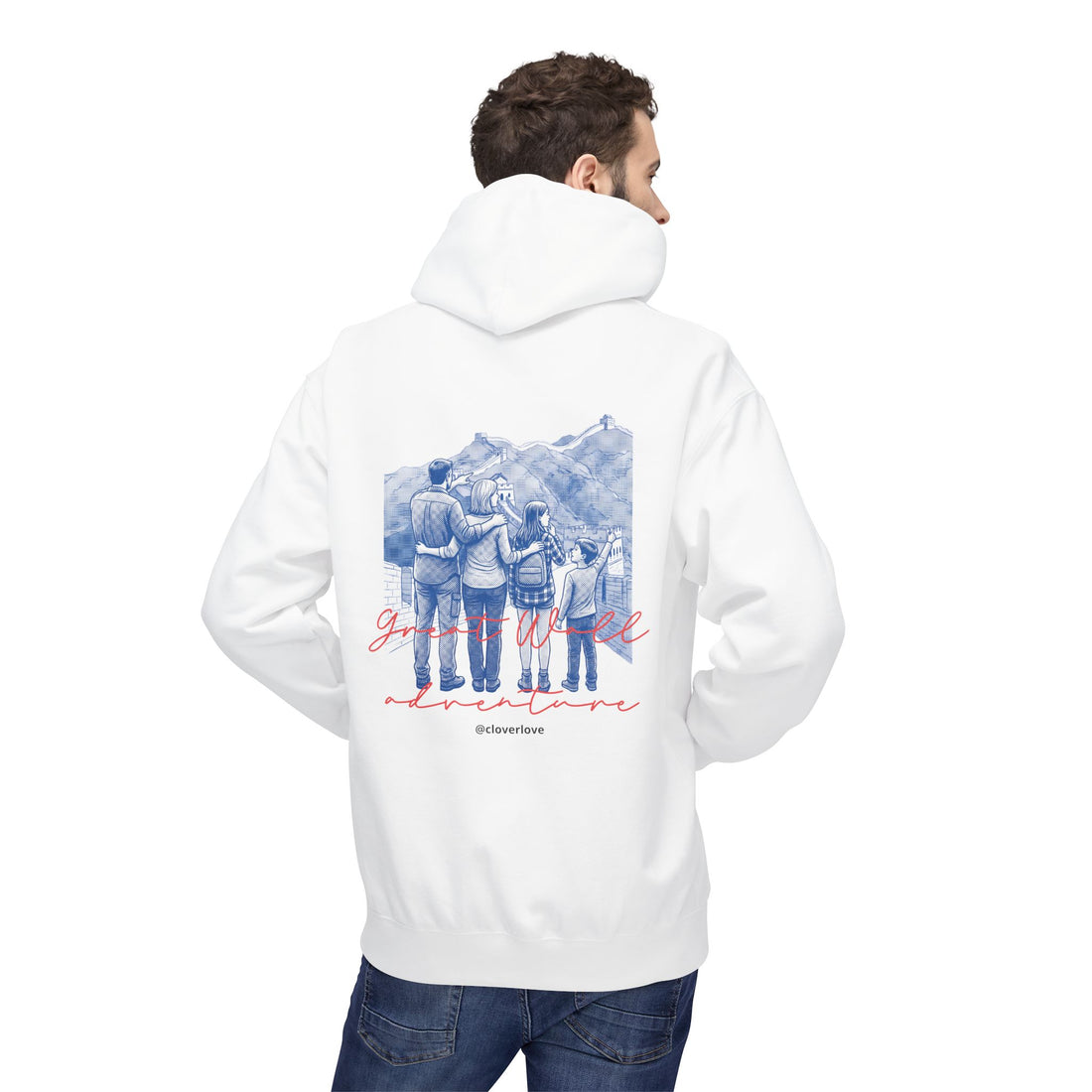 Große Mauer Familienabenteuer Hoodie – Vintage Reise Wahrzeichen Grafik Pullover Sweatshirt