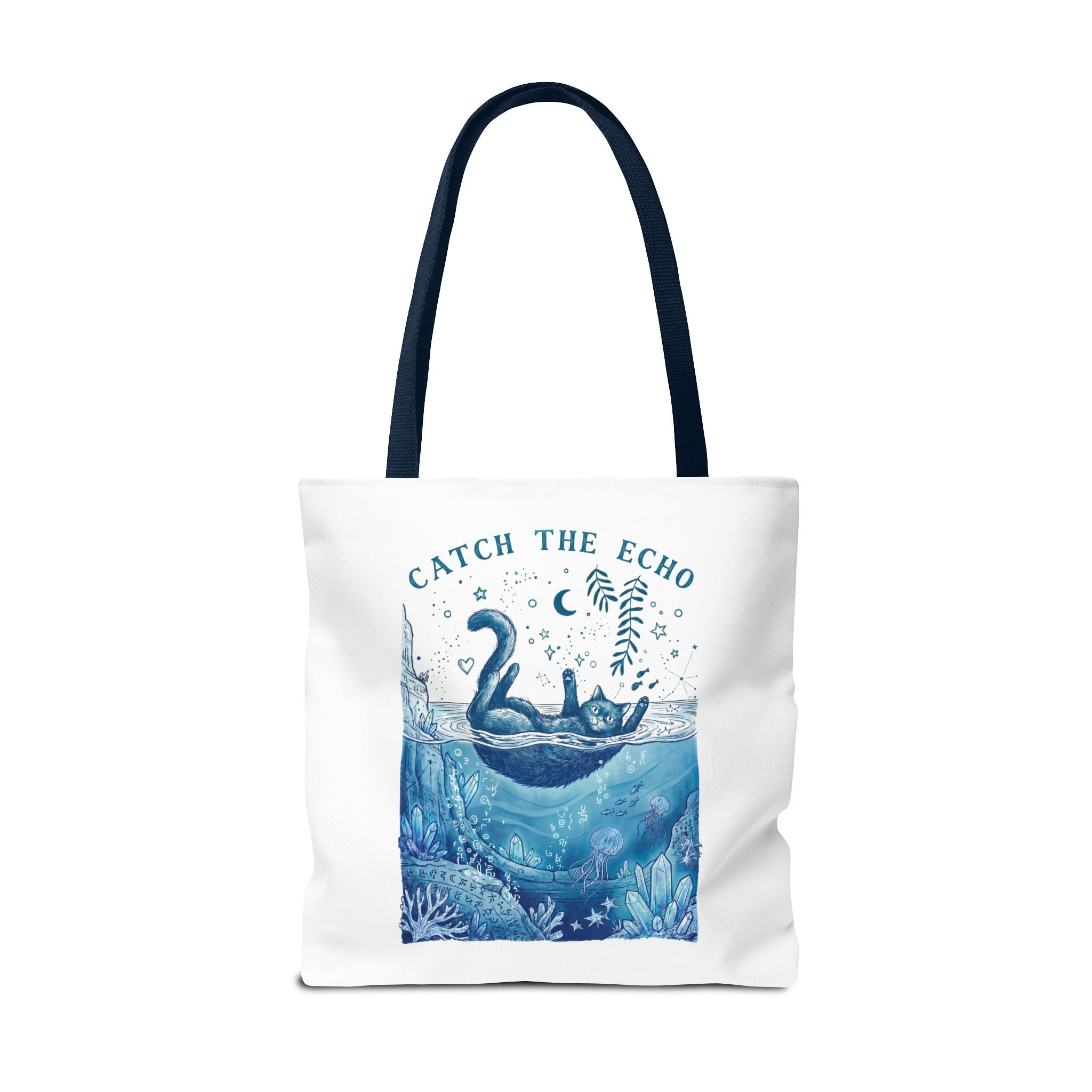 Cat Ocean Adventure Tote Bag | Vintage Underwater Graphic Canvas Bag