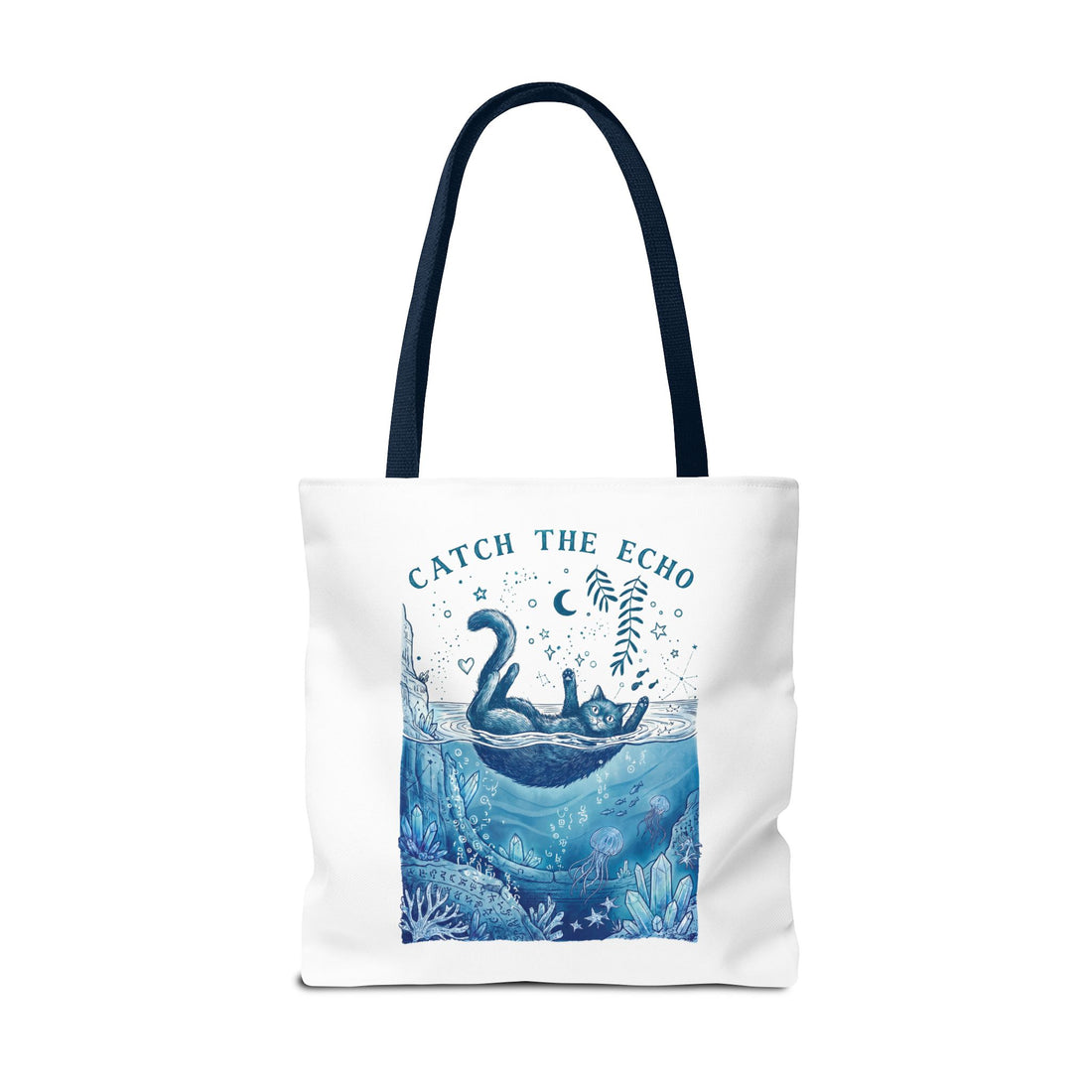 Cat Ocean Adventure Tote Bag | Vintage Underwater Graphic Canvas Bag