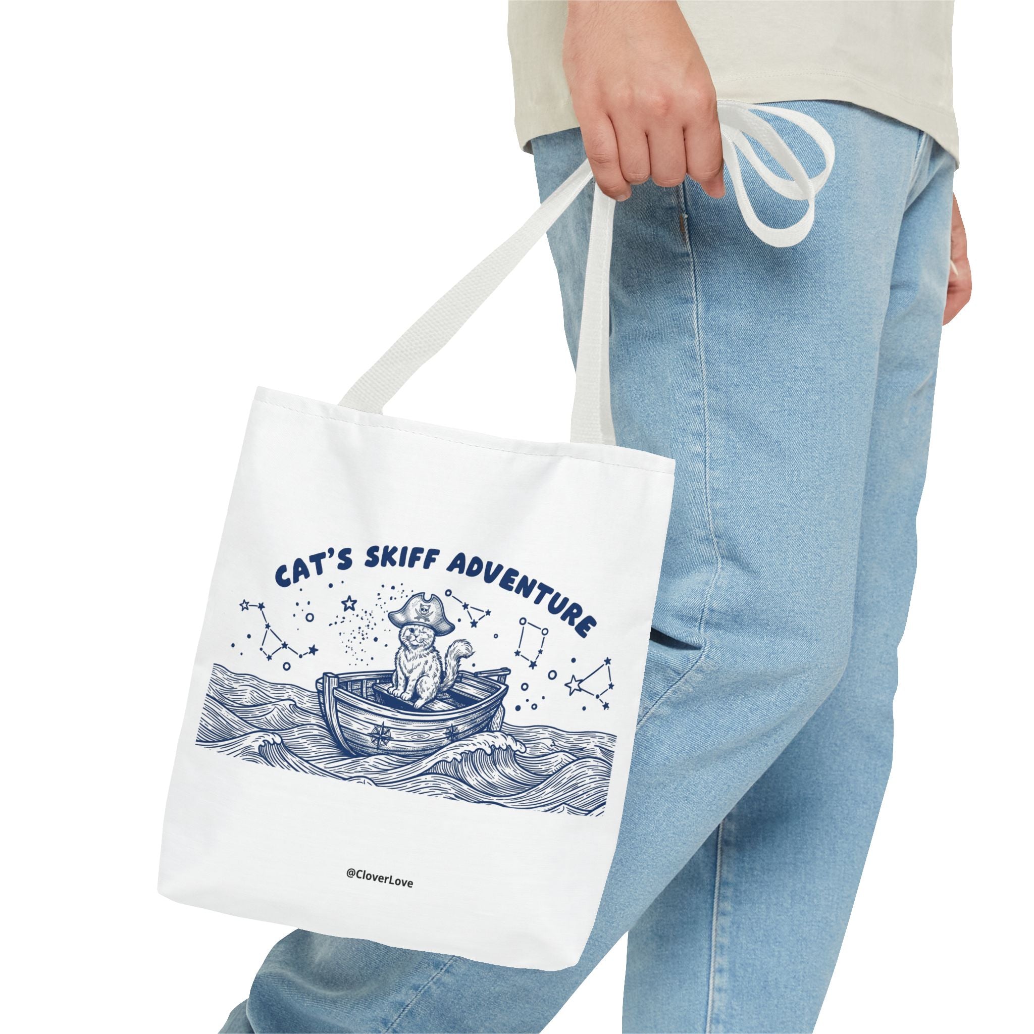 Cat's Skiff Adventure Tote Bag | Vintage Nautical Ocean Canvas Bag