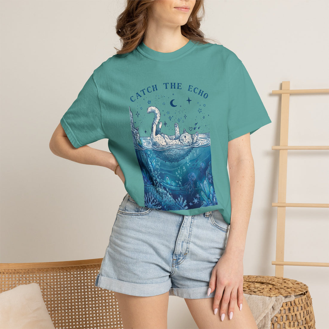 Catch The Echo Cat T-Shirt - Vintage Fantasy Animal Shirt for Cat Lovers