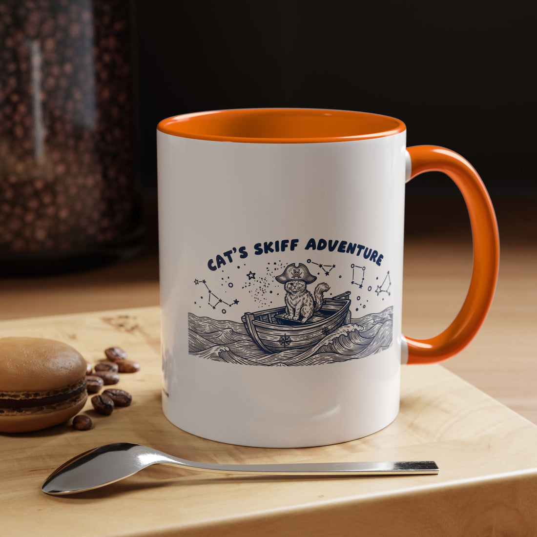 Cat's Skiff Adventure Ocean Mug - Cute Nautical Cat Lover Coffee Cup