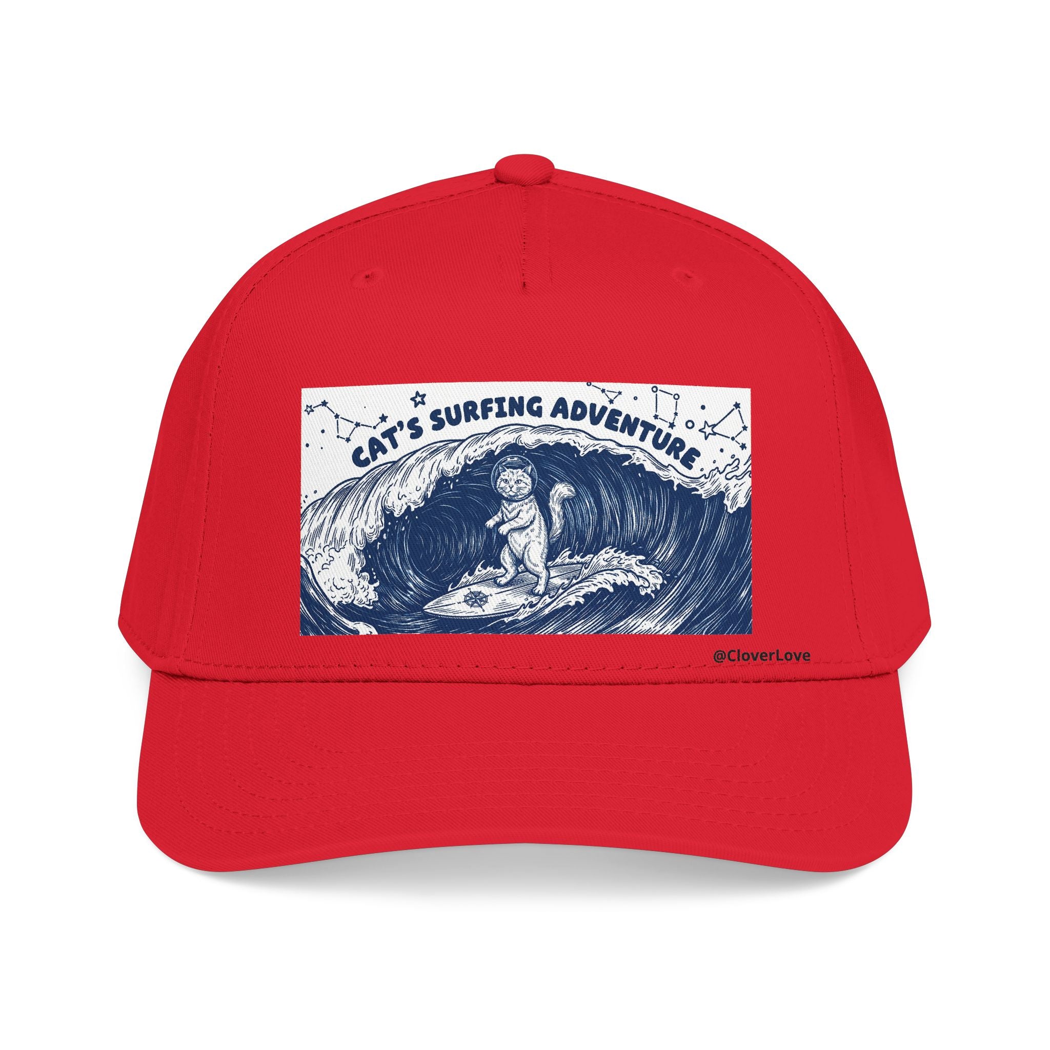 Cat Surfing Hat - Ocean Adventure Baseball Cap, Cute Cat Lover Gift