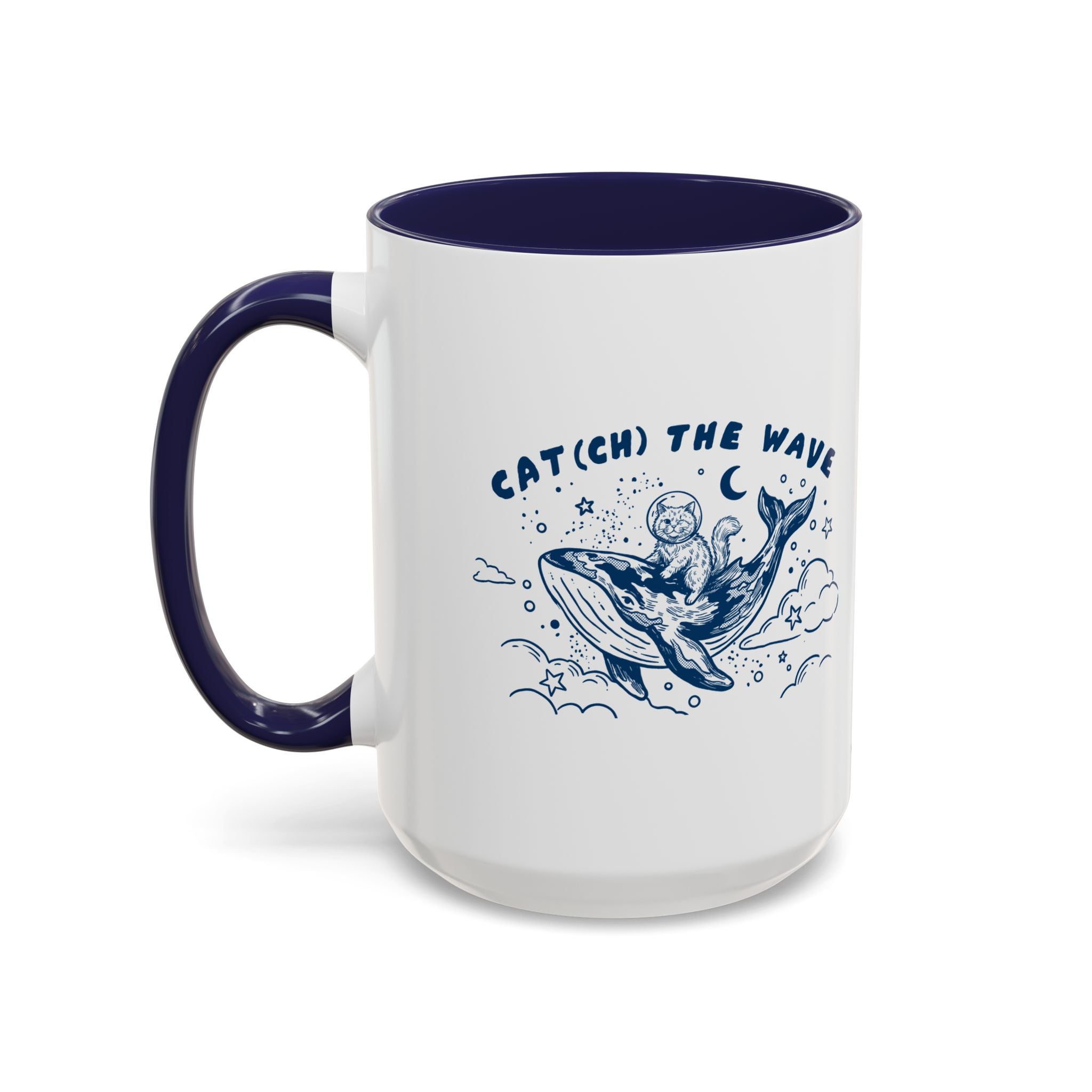 Cat's Wave Adventure Mug - Cute Cat Whale Ocean Coffee Cup
