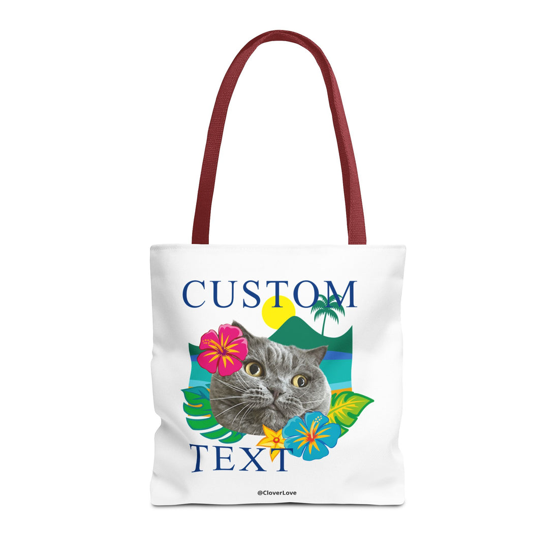 Tropical Cat Tote Bag | Personalized Pet Photo Canvas Bag