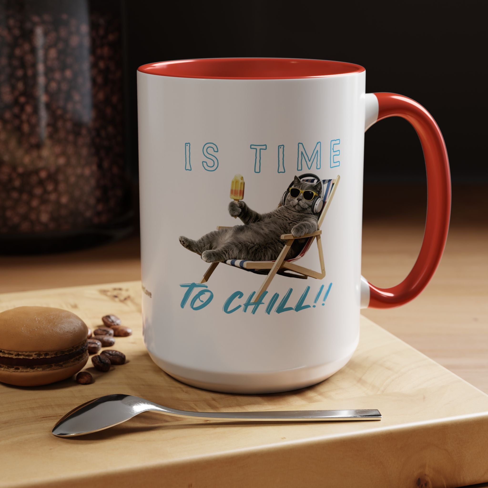 Chill Cat Summer Mug | Personalized Cat Photo Coffee Cup With Custom Text