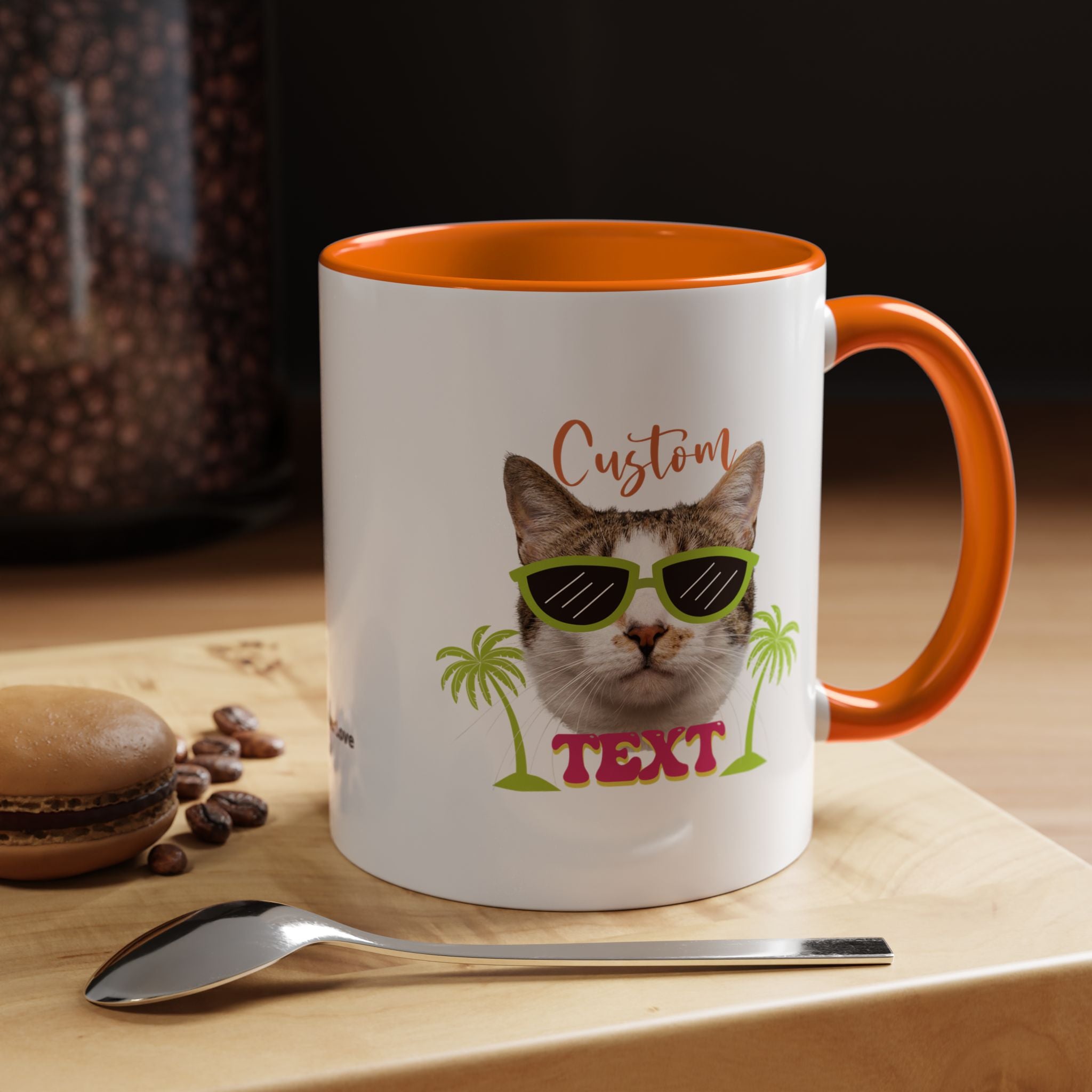 Cool Cat Summer Mug | Personalized Cat Photo Coffee Cup With Custom Text
