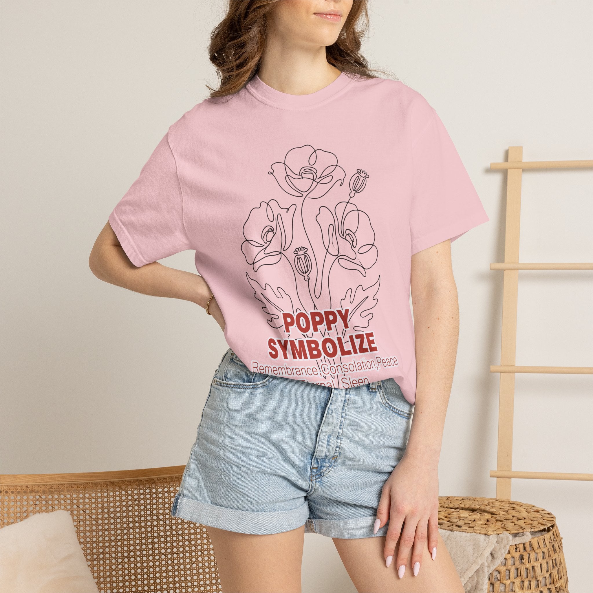 Poppy Flower T-Shirt - Memorial Botanical Graphic Shirt for Flower Lovers