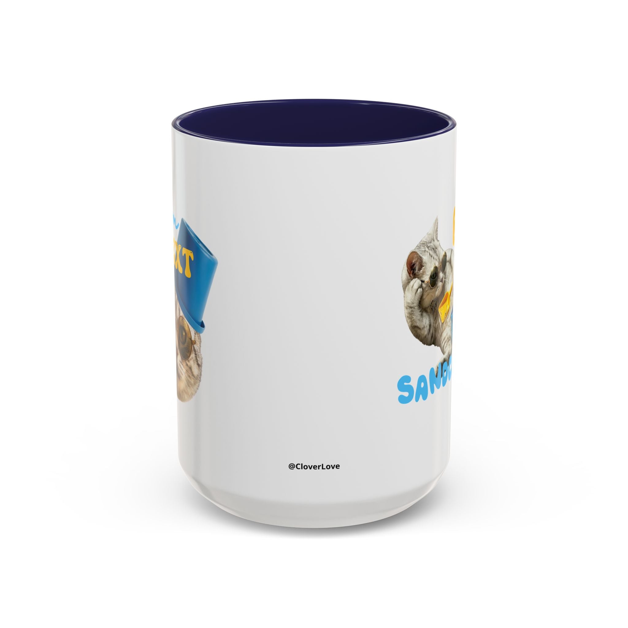 Lustige Sommerkatzen-Tasse | Personalisierte Strandkatzen-Kaffeetasse mit individuellem Text