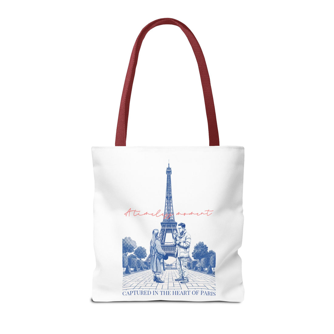 Paris Travel Tote Bag | Vintage Eiffel Tower Couple Canvas Bag