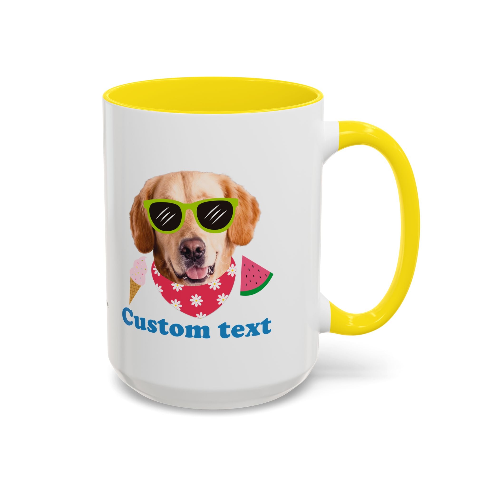 Cute Summer Dog Mug | Personalized Dog Photo Coffee Cup With Custom Text