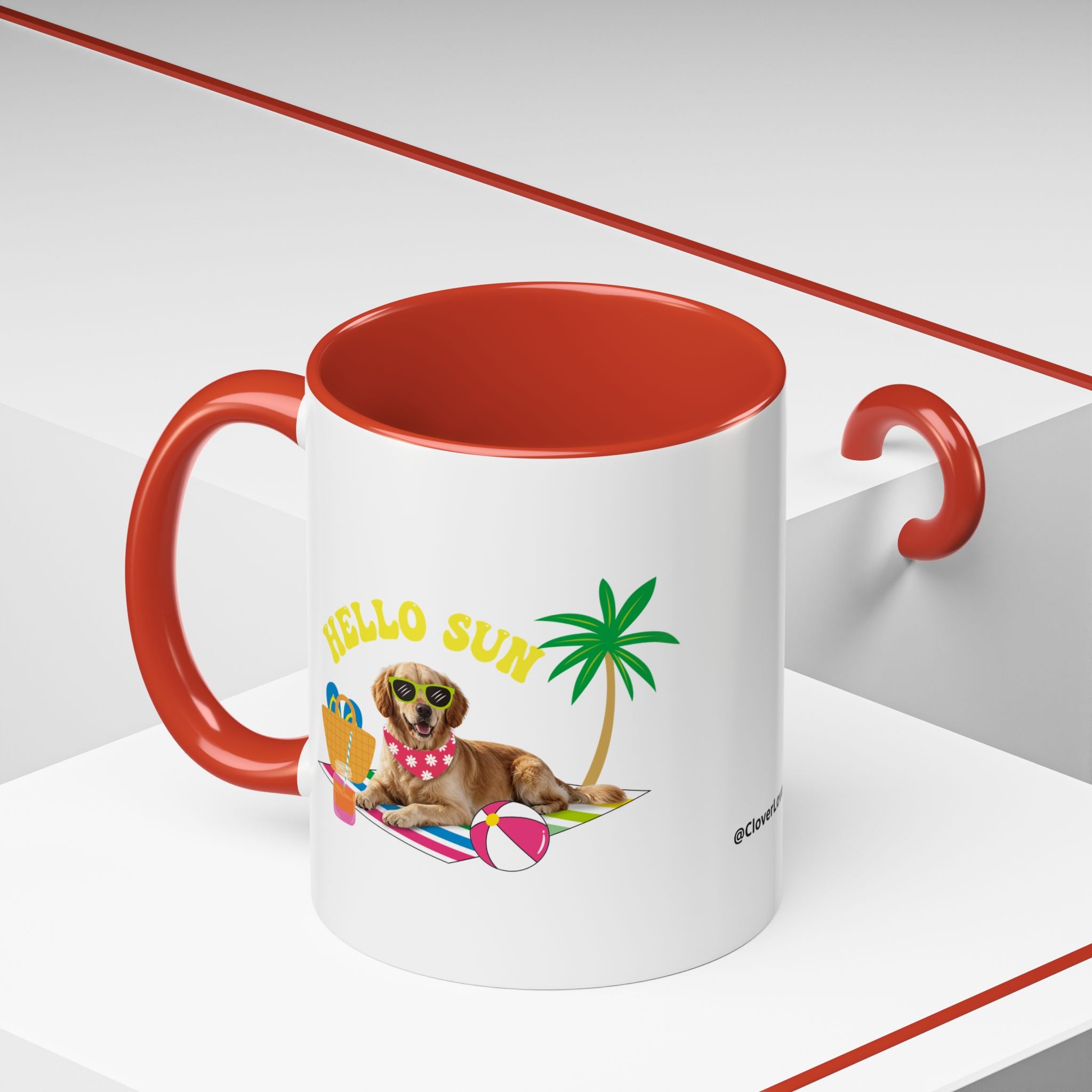 Cute Summer Dog Mug | Personalized Dog Photo Coffee Cup With Custom Text