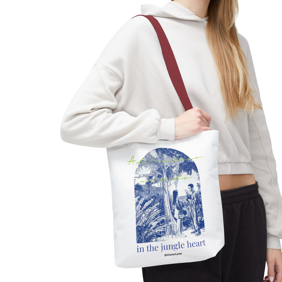 In The Jungle Heart Travel Tote Bag | Vintage Jungle Adventure Canvas Tote Bag