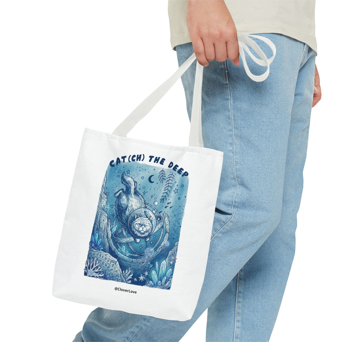 Cat Deep Sea Adventure Tote Bag | Vintage Ocean Explorer Canvas Bag