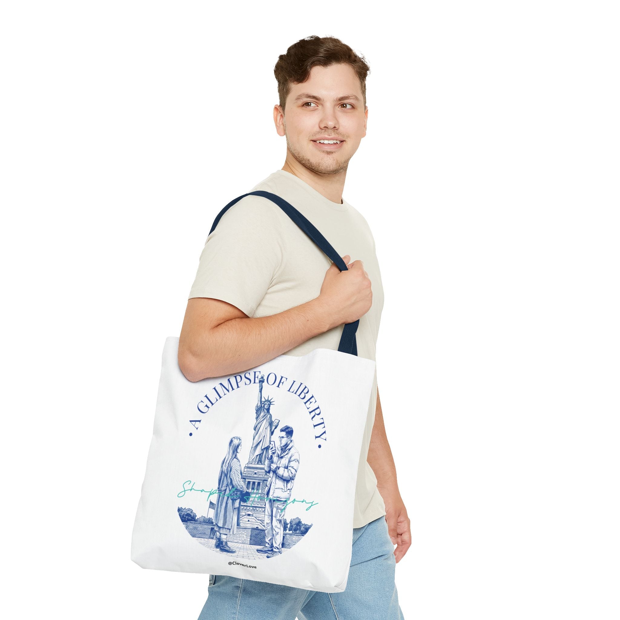 A Glimpse Of Liberty Travel Tote Bag | Statue of Liberty New York Canvas Tote Bag