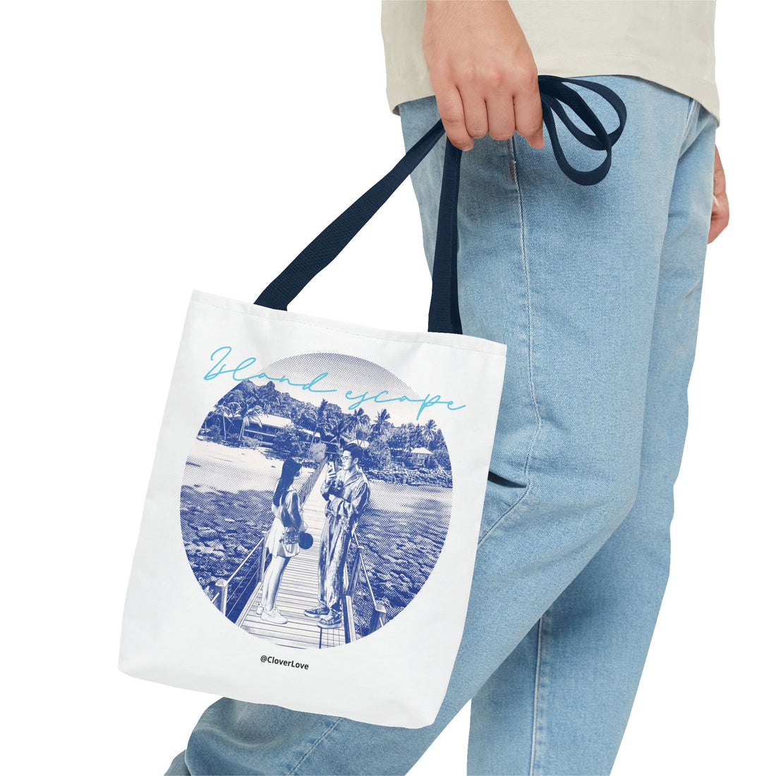 Island Escape Tote Bag | Vintage Beach Travel Canvas Bag