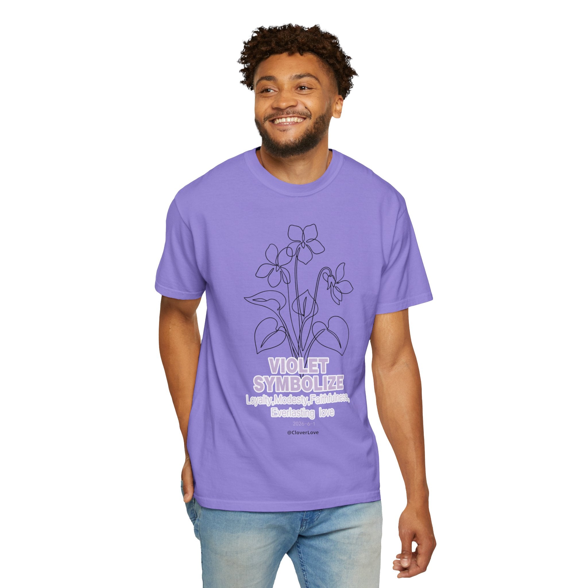 Violet Flower T-Shirt - Botanical Graphic Shirt for Flower Lovers
