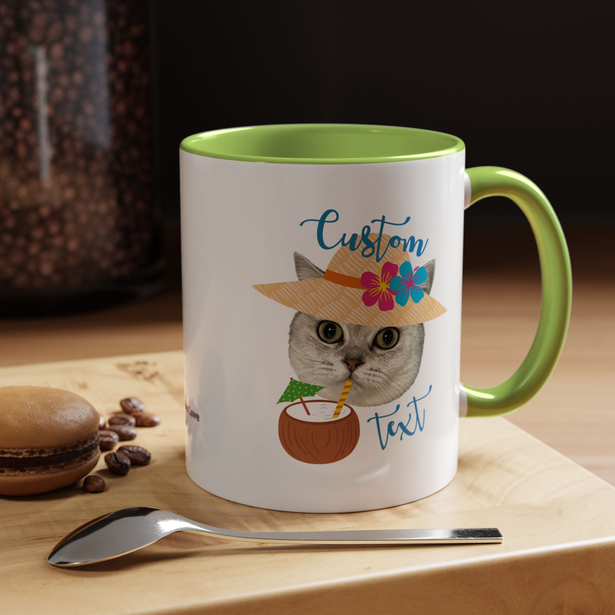 Personalized Summer Cat Mug | Custom Pet Portrait Coffee Cup