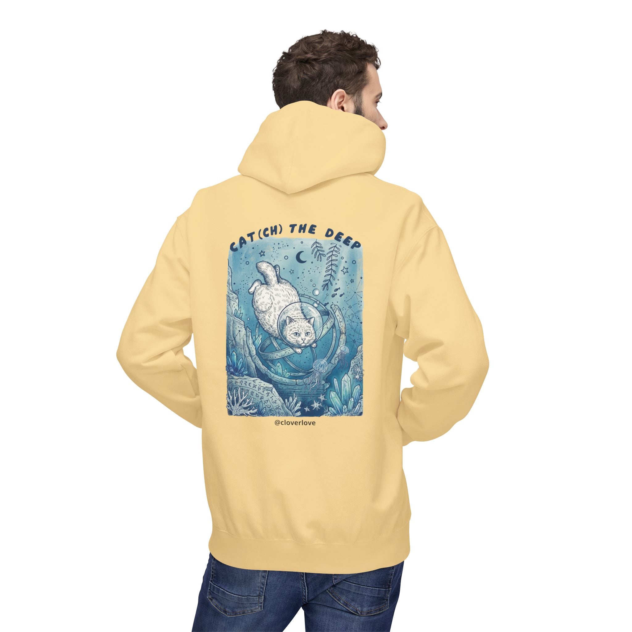 Katzen-Tiefseeabenteuer-Kapuzenpulli | Vintage Ozeanforscher Grafik-Sweatshirt
